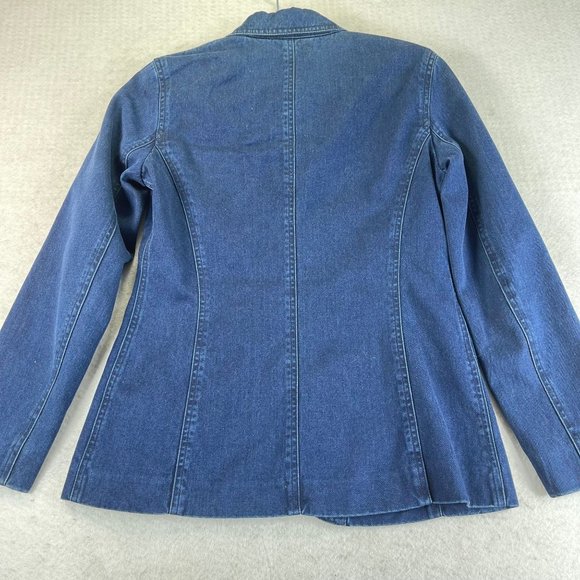 NWOT Vintage LIZ CLAIBORNE Lizwear Women 2 Petite Blue Denim Lined Jacket Blazer - Picture 12 of 13